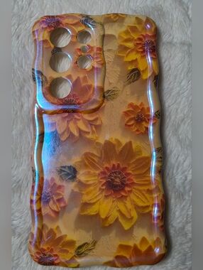 Samsung Galaxy S24 Ultra Case Wave Protection Cover Wavey Curly Sunflower Frame